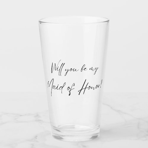 Will you be my Maid of Honor MOH Proposal Glass