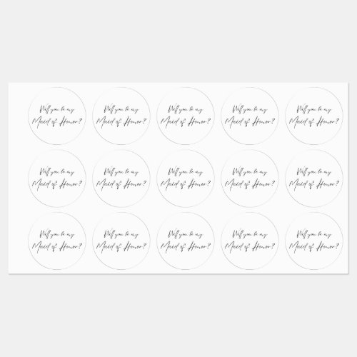 Will you be my Maid of Honor MOH Proposal  Labels