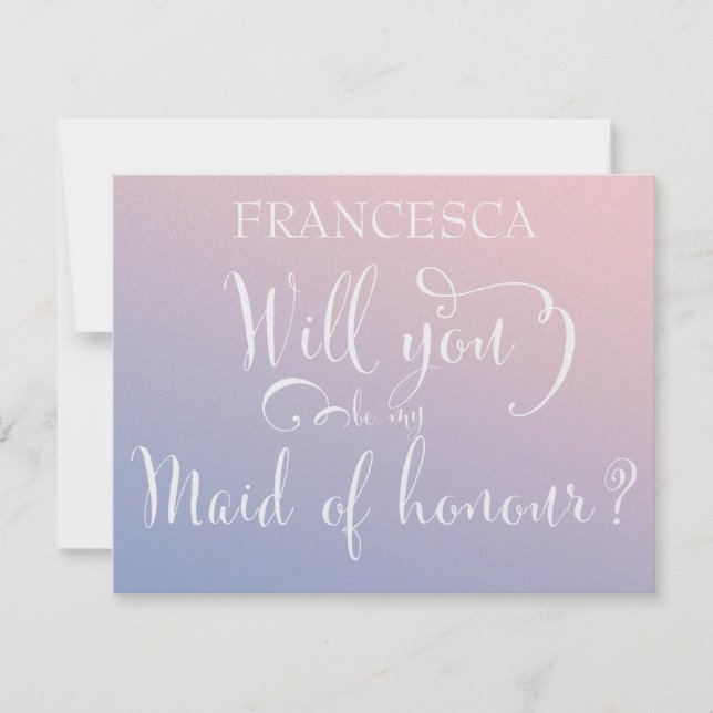 Will you Be my Maid of Honor Ombre Fairytale Invitation (Front)