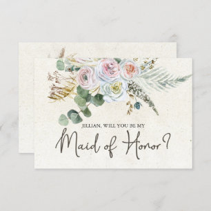 Will You Be My Maid of Honor Pastel Boho Neutral