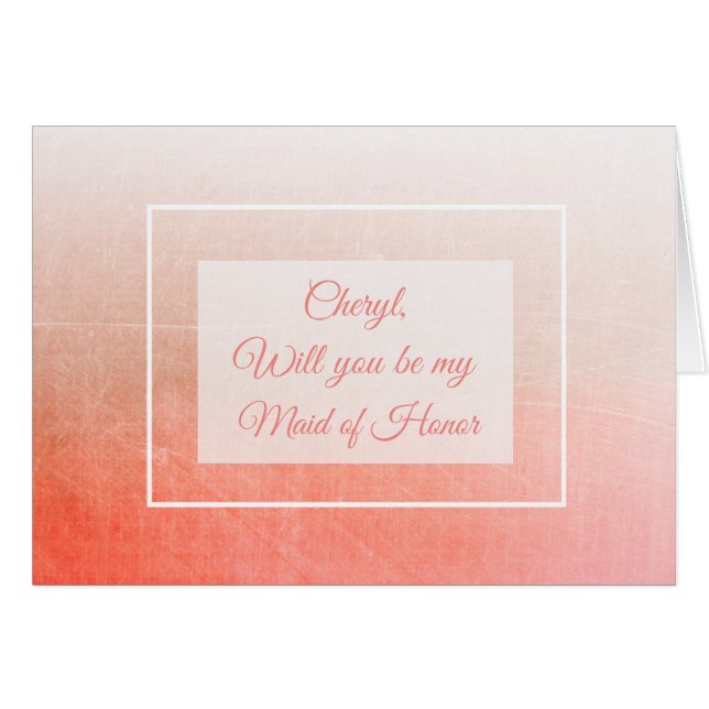 Will you be my Maid of Honor Personalized Card (Front Horizontal)