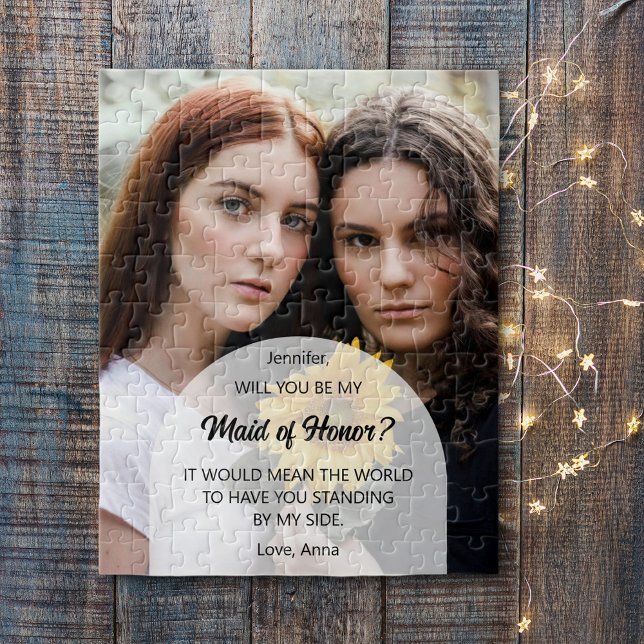 Will You Be My Maid of Honor Personalized Invite Jigsaw Puzzle (Best friends and an ask to be maid of honor for your wedding.A unique way to ask with a photo puzzle)