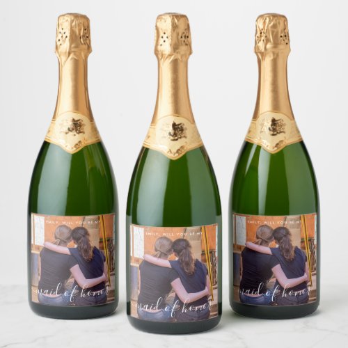 Will You Be My Maid of Honor Photo  Sparkling Wine Label