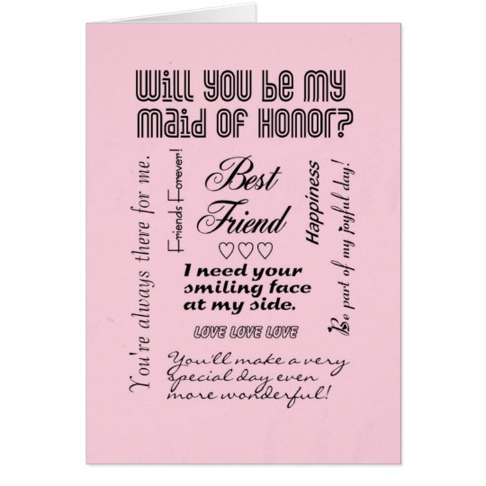 Will You Be My Maid of Honor, Pink, Best Friend? Card