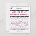 Will You Be My Maid Of Honor? Pink/black Collage Invitation at Zazzle