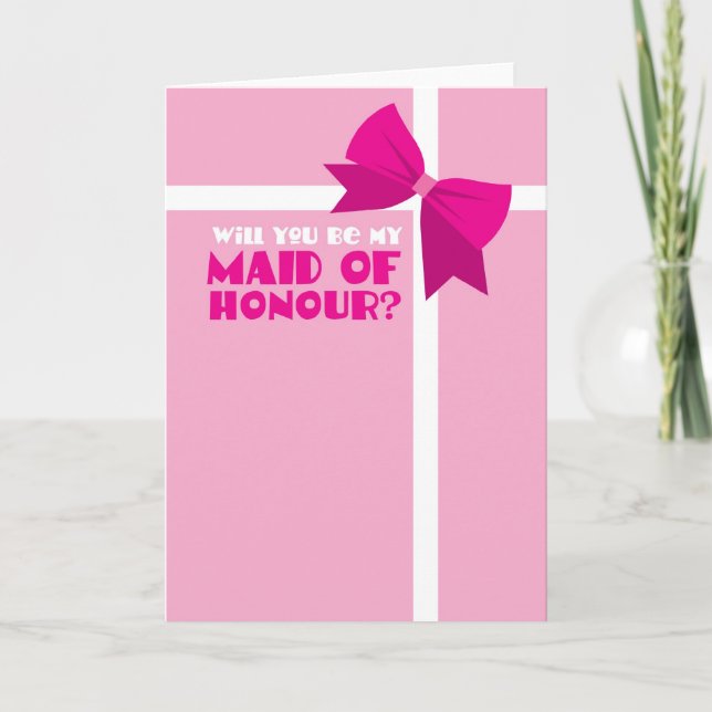 Will you be my maid of honor? pink bows invitation (Front)