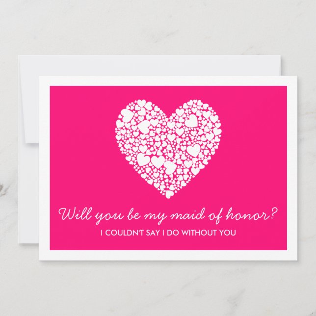 Will You Be My Maid Of Honor? Pink Heart Card (Front)