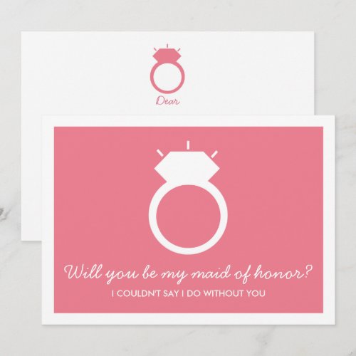 Will You Be My Maid Of Honor? Pink Ring Card