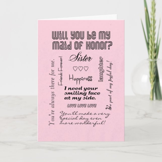 Will You Be My Maid of Honor, Pink, Sister? Invitation (Front)