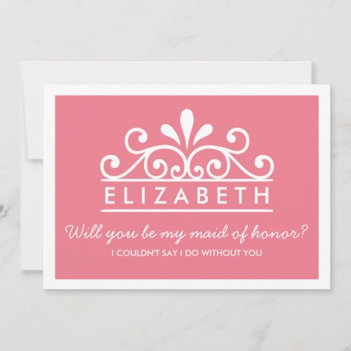 Will You Be My Maid Of Honor Pink Tiara Card