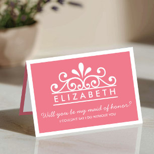 Will You Be My Maid Of Honor? Pink Tiara Card