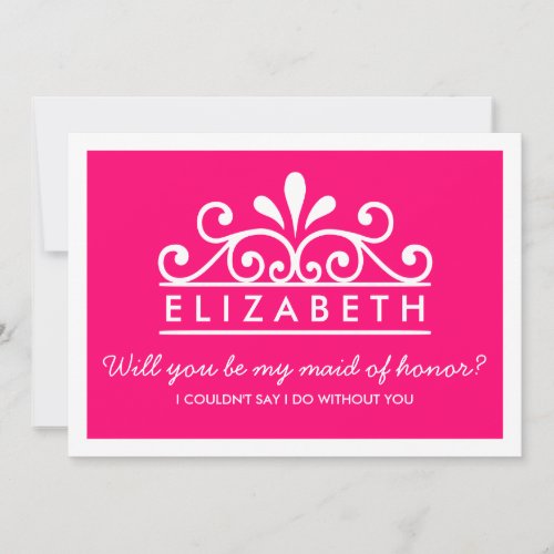 Will You Be My Maid Of Honor Pink Tiara Card