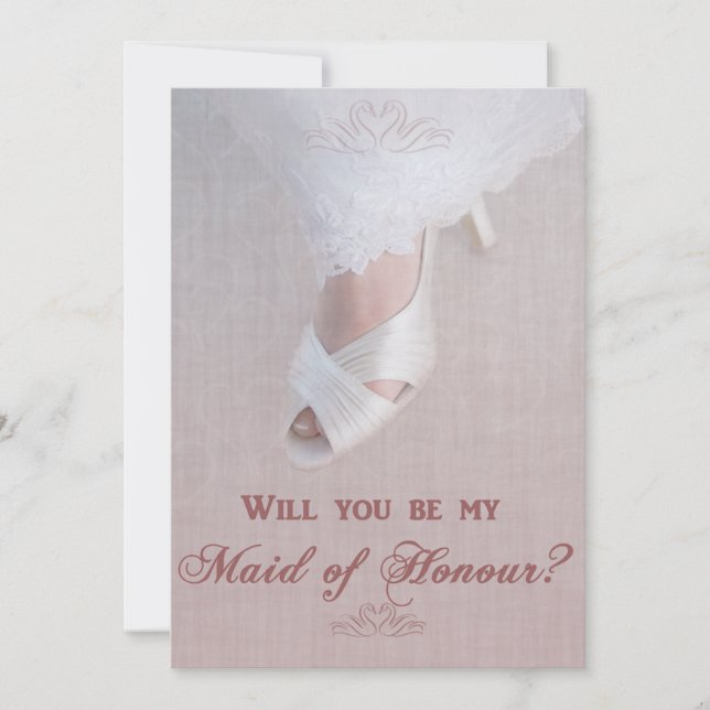 Will You Be My Maid of Honor? Pretty in Pink! Invitation (Front)