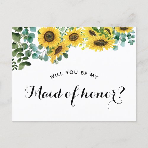Will You Be My Maid Of Honor Proposal Announcement Postcard