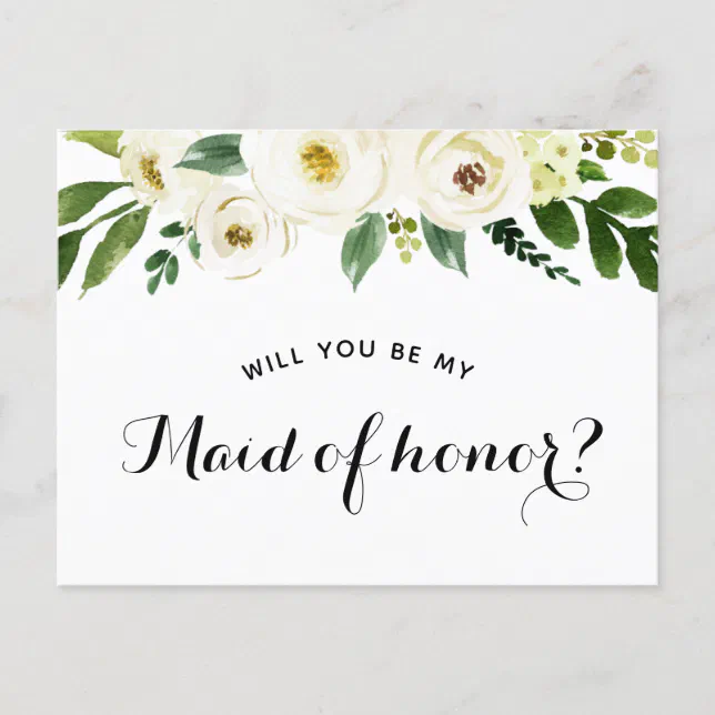 Will You Be My Maid Of Honor Proposal Announcement Postcard | Zazzle