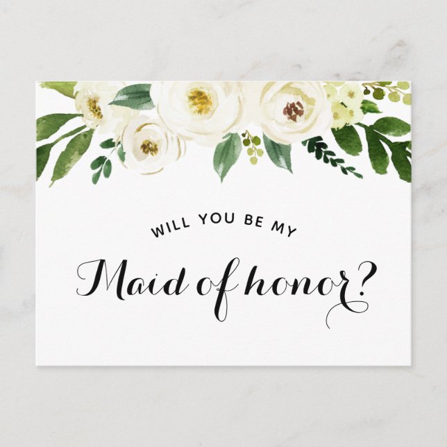 Will You Be My Maid Of Honor Proposal Announcement Postcard (Front)