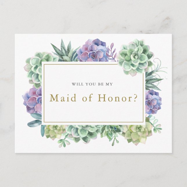 "Will you be my Maid of Honor" proposal card (Front)