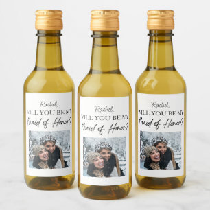Will You Be My Maid of Honor Proposal Custom Photo Wine Label