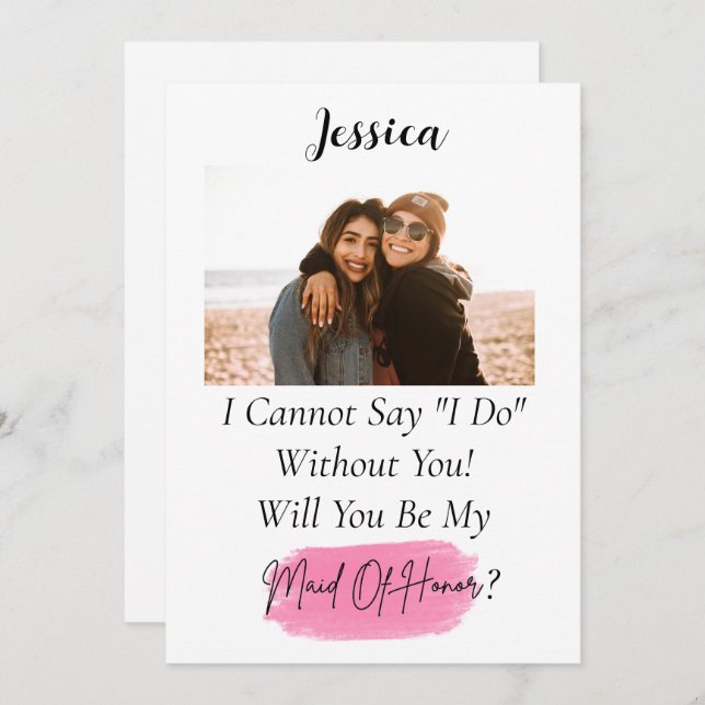 Will You Be My Maid Of Honor Proposal Photo  Holiday Card (Front/Back)