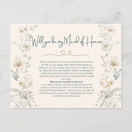 Will You Be My Maid of Honor? | Proposal Postcard
