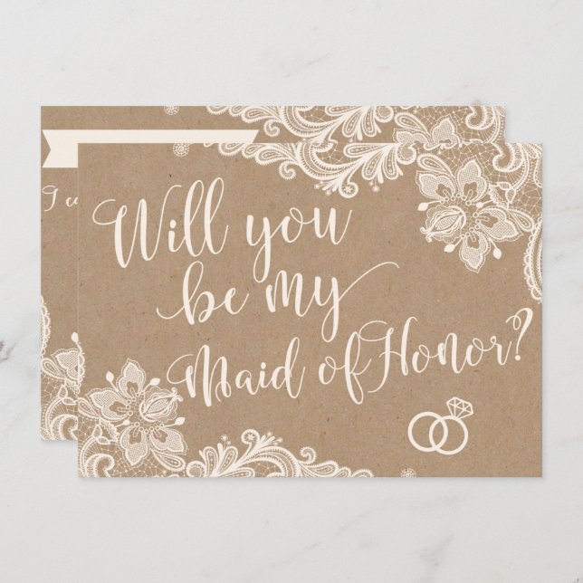 Will You Be My Maid Of Honor Proposal Request Card (Front/Back)