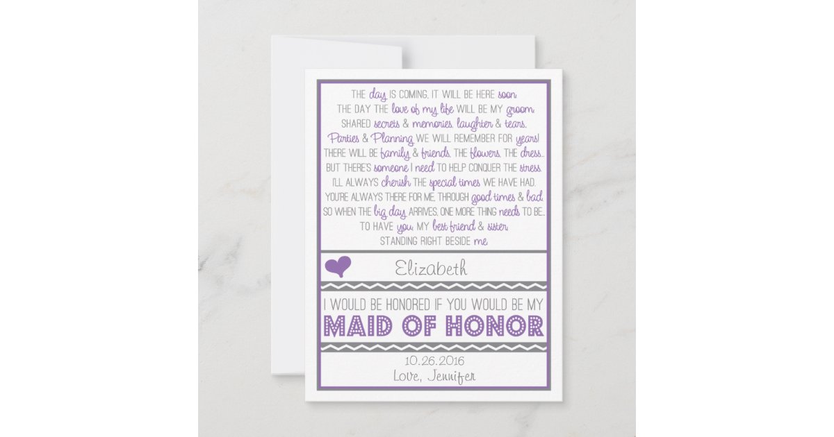 maid of honor poems
