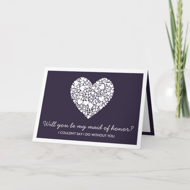 Will You Be My Maid Of Honor? Purple Heart Card (Front)
