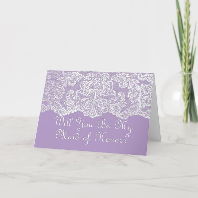 will you be my maid of honor? purple invitation (Front)