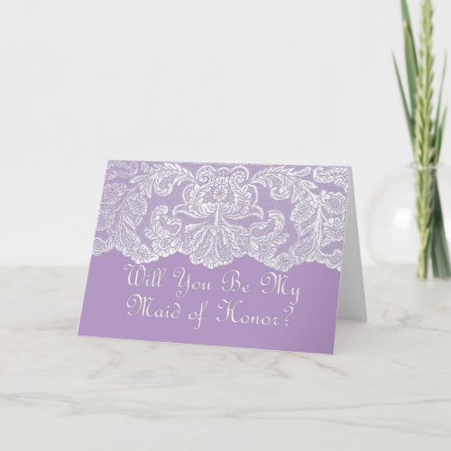 will you be my maid of honor purple invitation