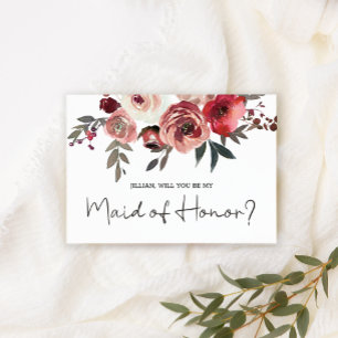 Will You Be My Maid of Honor Red Blush Roses