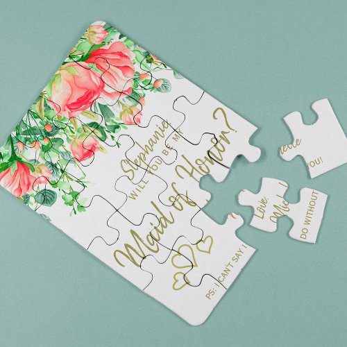 Will you be my maid of honor romantic floral jigsaw puzzle