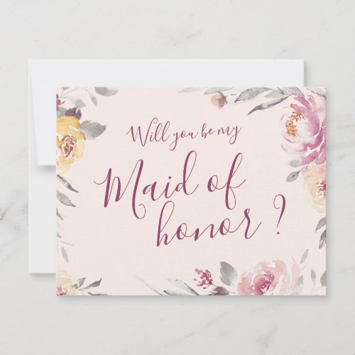 Will you be my maid of honor Romantic garden Invitation
