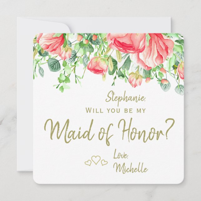 Will you be my maid of honor romantic modern invitation (Front)