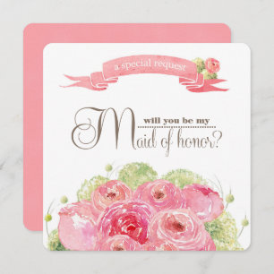 Will you be my Maid of Honor? Romantic Roses Invitation
