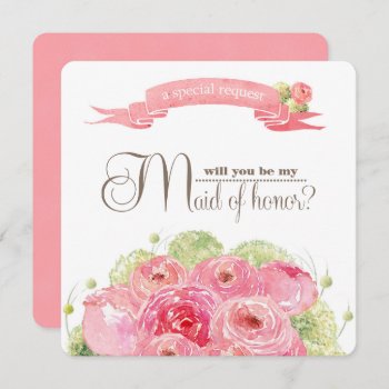 Will You Be My Maid Of Honor? Romantic Roses Invitation by YourWeddingDay at Zazzle