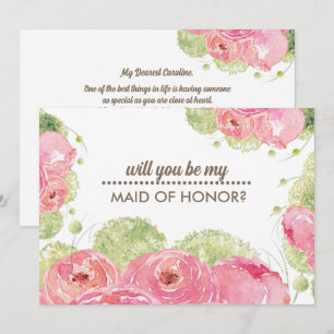 Will you be my Maid of Honor? Romantic Roses Invitation