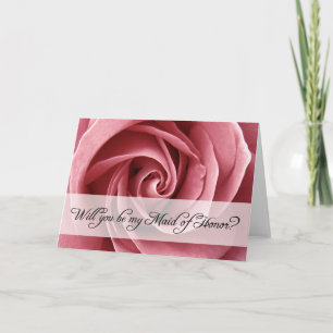 will you be my maid of honor? : rose invitation