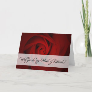 will you be my maid of honor? : rose invitation