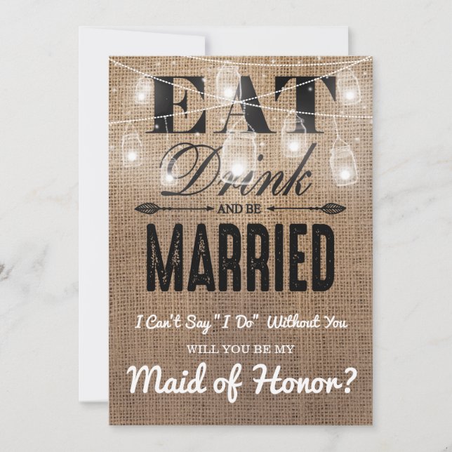 Will you be my Maid of Honor? | Rustic Bridesmaid Invitation (Front)