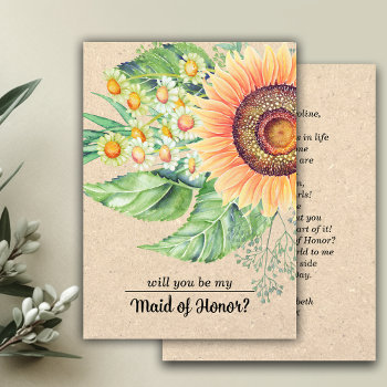 Will You Be My Maid Of Honor? Rustic Sunflowers Invitation by YourWeddingDay at Zazzle
