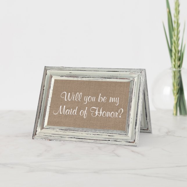 Will You Be My Maid of Honor? Rustic White Frame Invitation (Front)