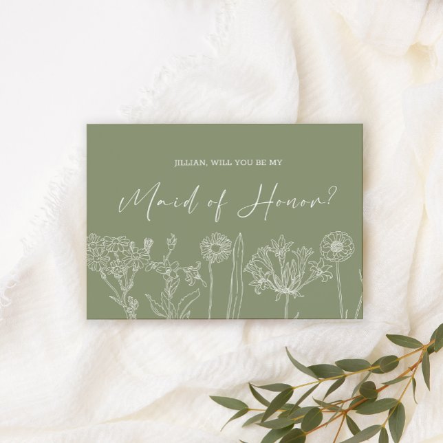 Will You Be My Maid of Honor Sage Green Flowers (Creator Uploaded)