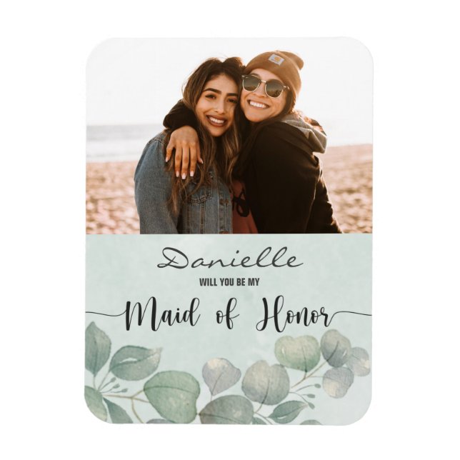 Will You Be My Maid of Honor sage green Magnet (Vertical)