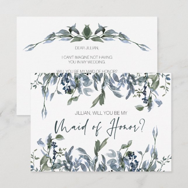 Will You Be My Maid of Honor Sage Silver Green (Front/Back)