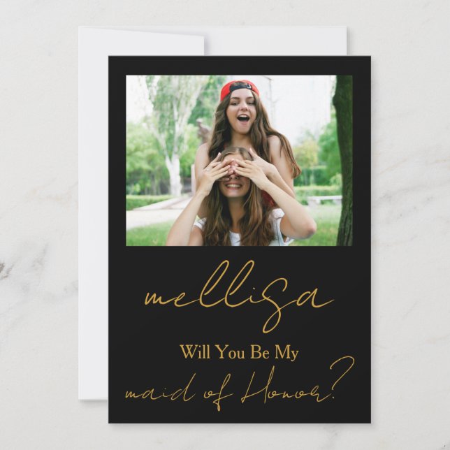 Will You Be My Maid of Honor Simple Photo  Invitation (Front)