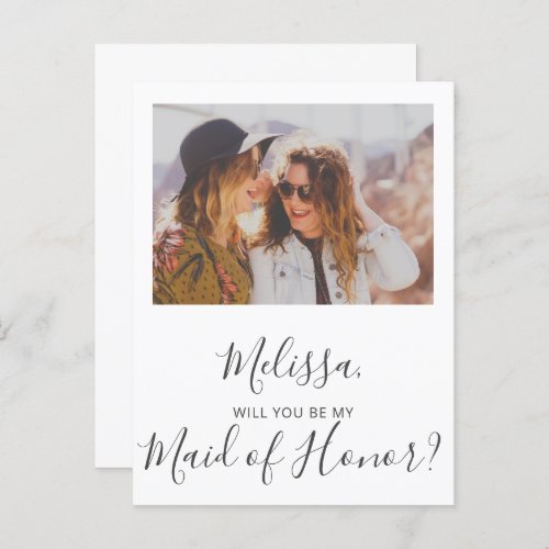 Will You Be My Maid of Honor Simple Photo Invitation Postcard