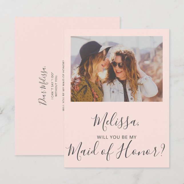 Will You Be My Maid of Honor Simple Photo Invitation Postcard (Front/Back)