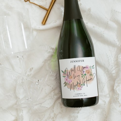 Will You Be My Maid of Honor Sparkling Wine Label