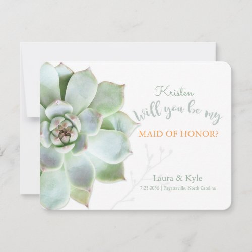 Will You Be My Maid Of Honor Succulent Wedding Invitation