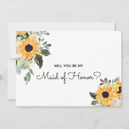 Will You Be My Maid of Honor Sunflower Proposal Invitation